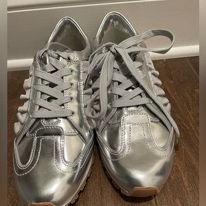 Tory Sport Silver Ruffle Sneakers